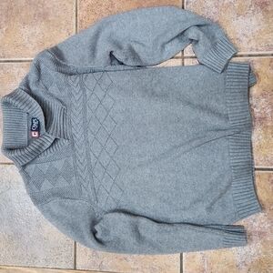 𝅺CHAPS grandpa sweater men's size large gray EUC